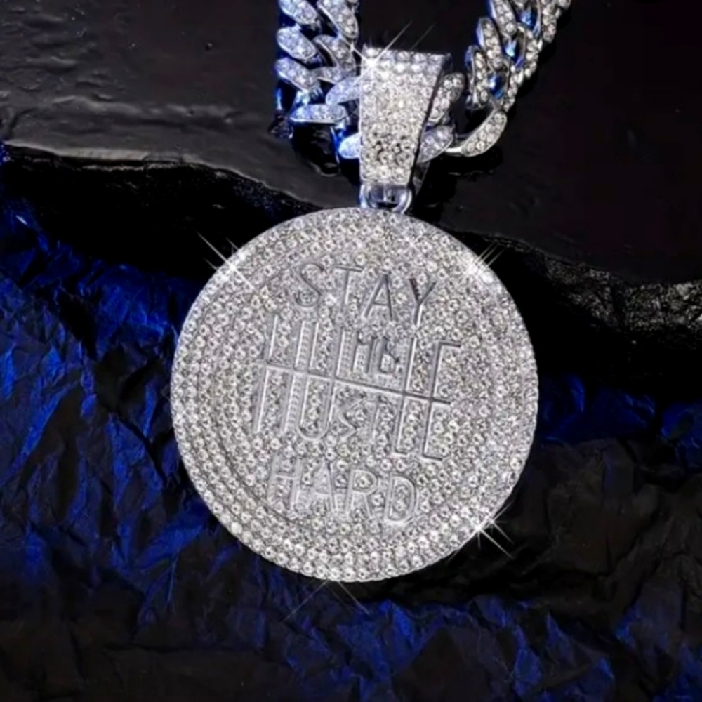Round Pendant With Silver Cuban Link Chain